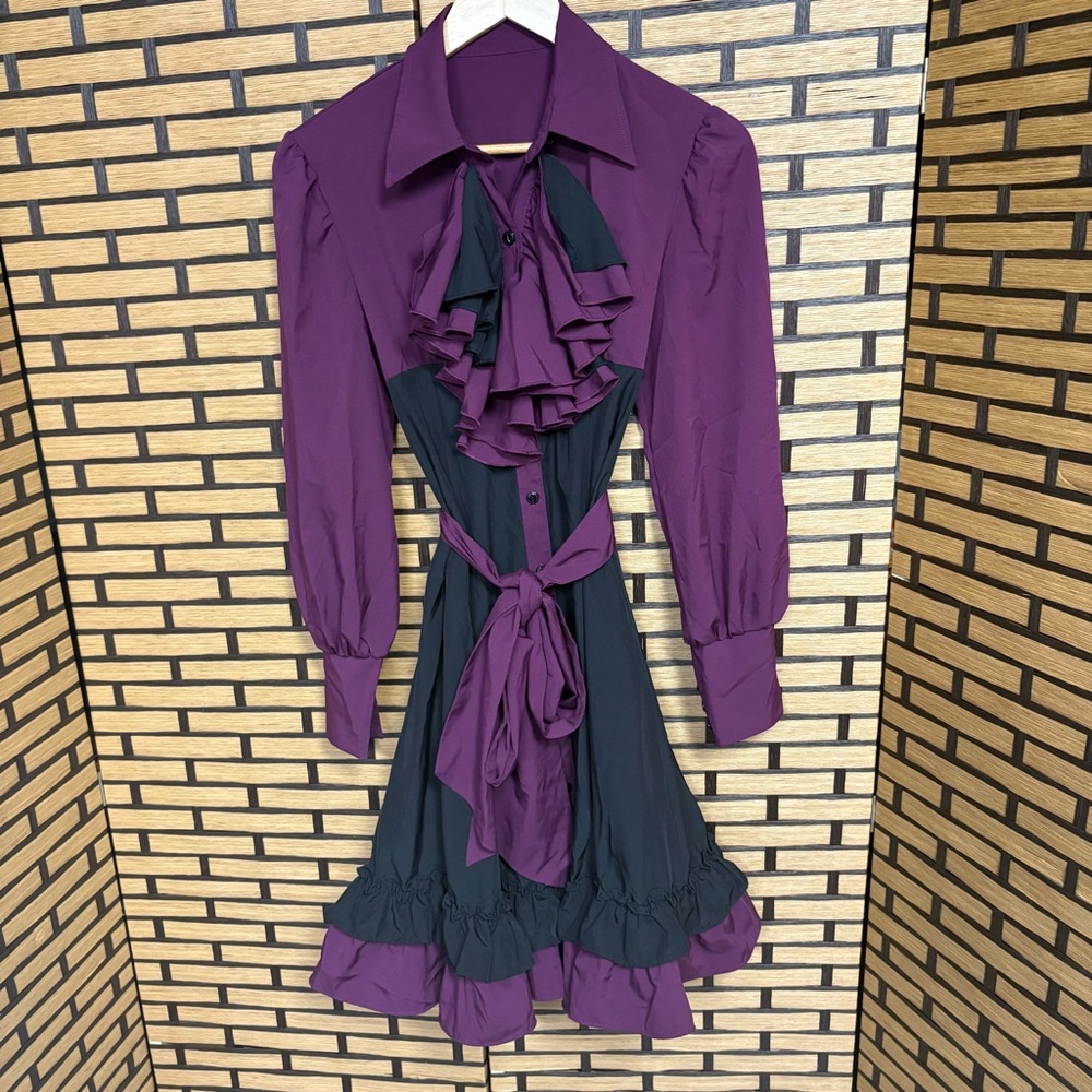 Purple And Black Ruffle Dress Size Small